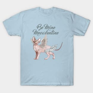 Be Mine Meowlentine, Valentines Day Sphynx Cat Cupid T-Shirt